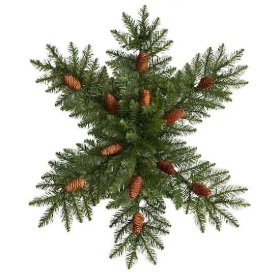 30" Pre-Lit Snowflake Artificial Dunhill Fir Wreath With Pinecones {4}
