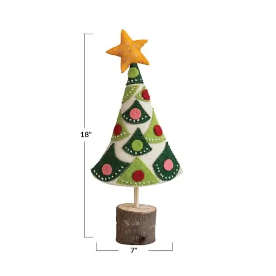 Hello Honey&reg; 18" Embroidered Handmade Wool Felt Tree with Star {4}
