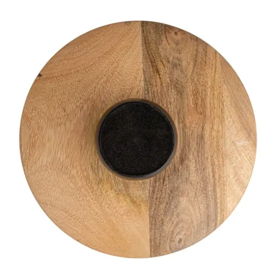 Hello Honey&reg; 9.75" Brown & Black Enameled Mango Wood Kitchen Pedestal {8}