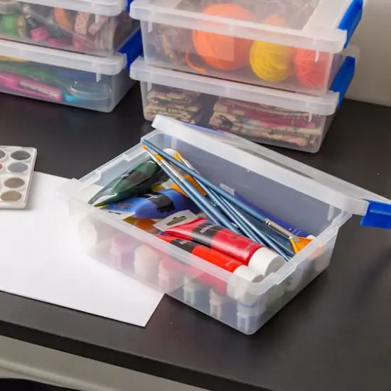 Iris&reg; 2.4 Qt. Latching Storage Totes, Clear, Set of 6 {5}