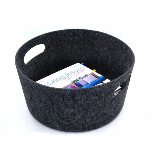 Welaxy 15" Felt Round Basket Charcoal {5}