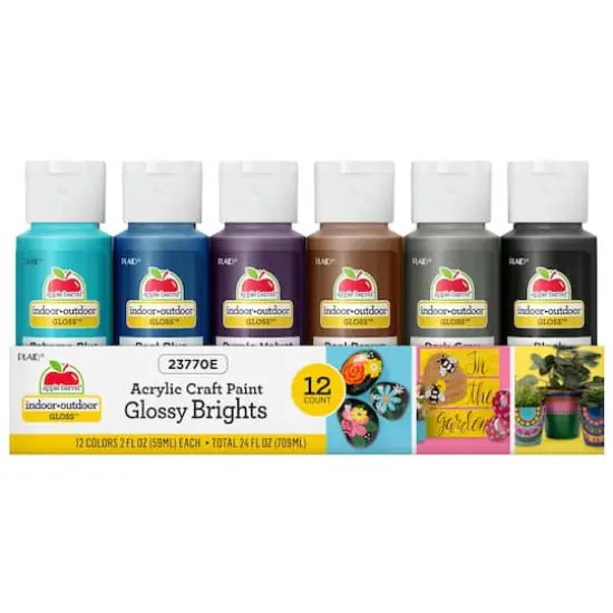 Apple Barrel&reg; Acrylic Glossy Brights 12 Piece Paint Set {3}