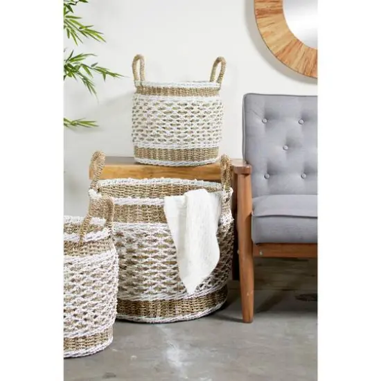 Brown Plastic Vintage Storage Basket Set {10}