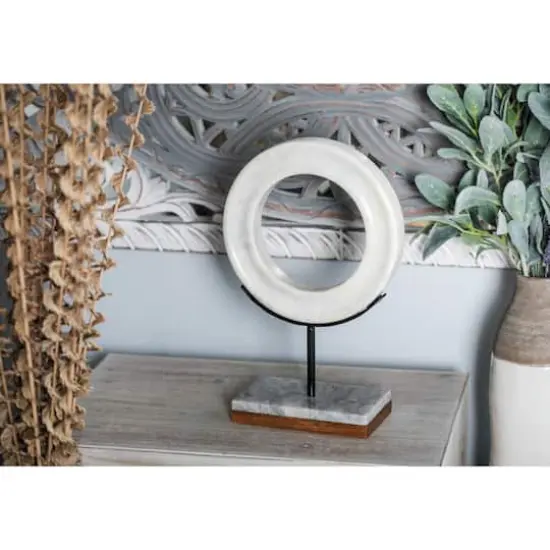 CosmoLiving by Cosmopolitan 14" White Geometric Marble Sculpture {8}