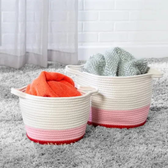 Honey Can Do Red & White Ombr&eacute; Nesting Cotton Rope Storage Basket Set {3}