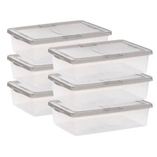 IRIS Clear Stackable Storage Boxes with Gray Lid {1}