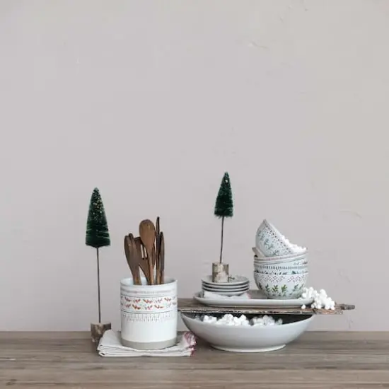 Hello Honey&reg; 6.25" Multicolor Hand-Stamped Stoneware Crock with Wax Relief Pattern {5}