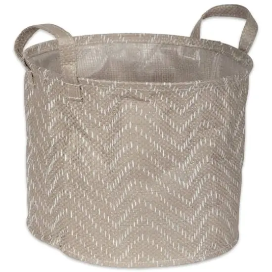 DII&reg; Small Round Stone & Cream Tribal Chevron PE-Coated Woven Paper Laundry Bin, 2ct. {6}
