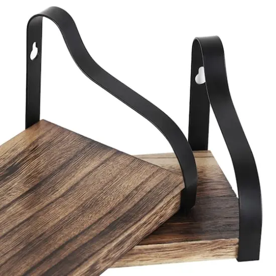 NEX&trade; Brown Rustic Wood Floating Shelves Set {4}