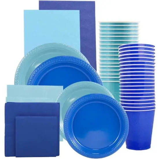 JAM Paper Party Tableware Assortment Grad Pack Blue/Sea Blue {1}