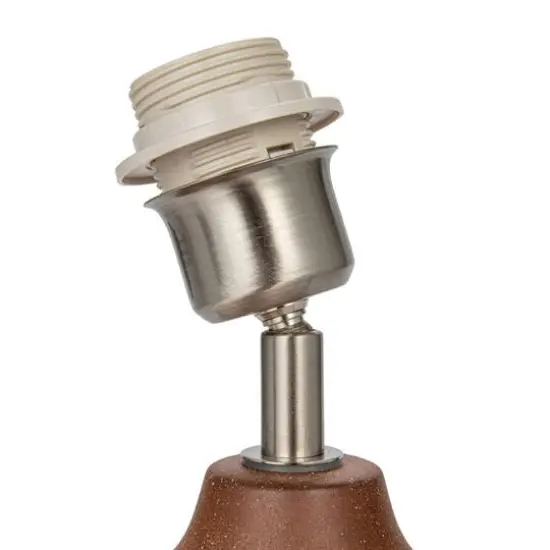 Hello Honey&reg; 16.75" Natural Brown Cut Out Ceramic Table Lamp with Linen Shade {9}