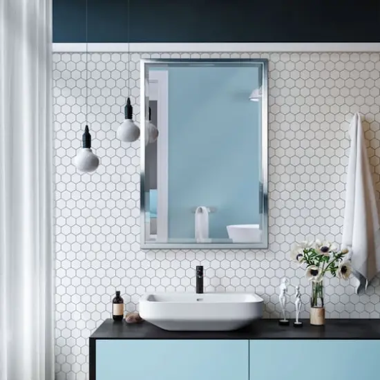 Head West 25.5" Brushed Nickel Stainless Steel Framed Wall Mirror {3}