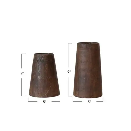 Hello Honey&reg; Brown Round Reclaimed Wood Vase with Distressed Finish Set {5}
