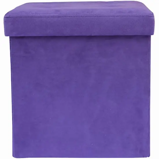 Sorbus 15" Faux Suede Storage Ottoman Cube Purple {6}