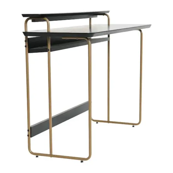 Hello Honey® Pacifica Mid-Century Modern Computer Desk Gold/Black {9}