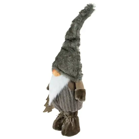 33" Gray & White Woodland Gnome with Striped Pants Christmas Figurine {7}
