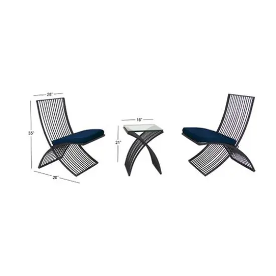 Black Metal Eclectic Outdoor Seating Set {9}
