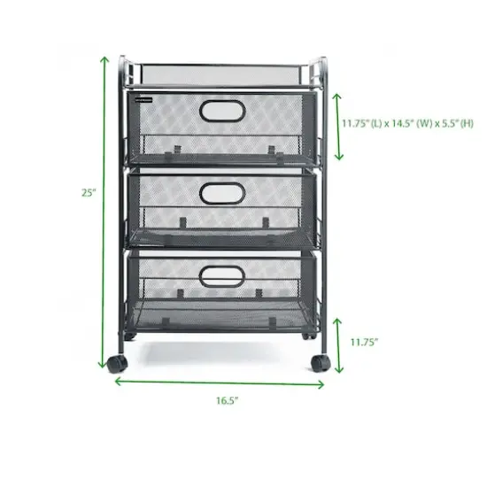 Mind Reader Black 4 Drawer Metal Rolling File Cart {2}