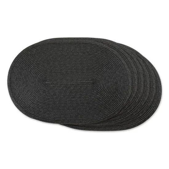 DII&reg; Oval Plastic Woven Placemats, 6ct. Black {1}