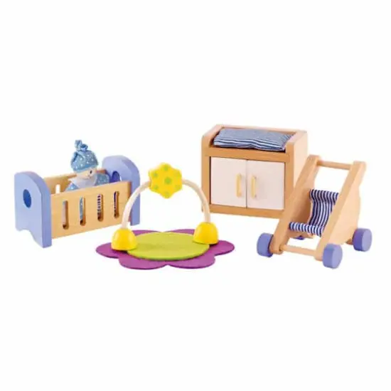 Hape Wooden Dollhouse Baby's Room Furniture Set {4}