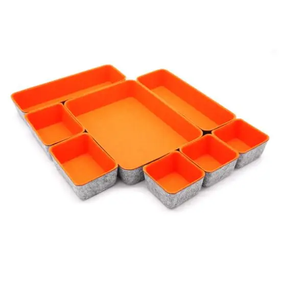 Welaxy Felt 8 Piece Drawer Organizer Tray Set Orange {9}