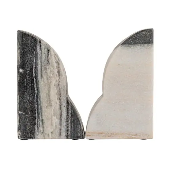 Hello Honey&reg; 5" Black M&eacute;lange Carved Marble Bookend Set {7}