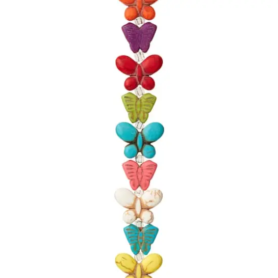 Multicolor Reconstituted Dyed Stone Butterfly Beads, 12mm by Bead Landing™ {1}