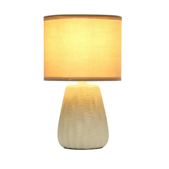 Simple Designs 11" Mini Ceramic Pastel Table Lamp Tan {3}