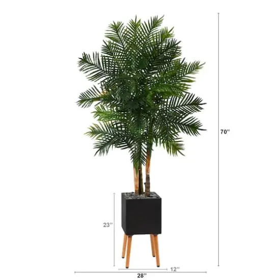 70" Areca Palm Tree in Black Planter with Stand {3}