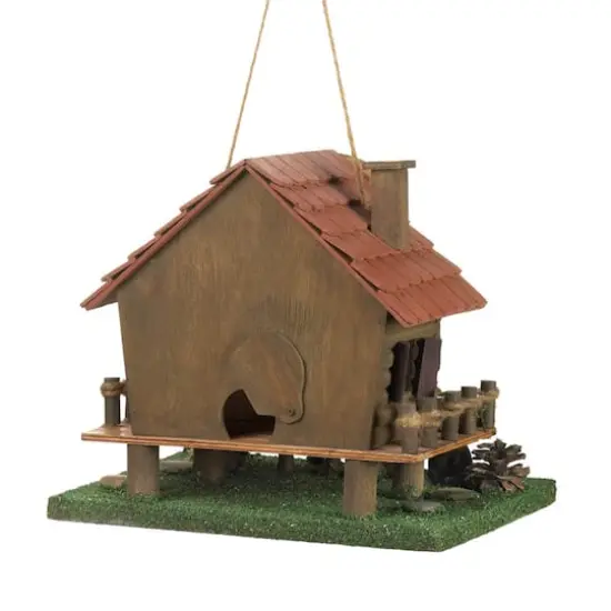 10.25" Rustic Woodland Cabin Birdhouse {4}