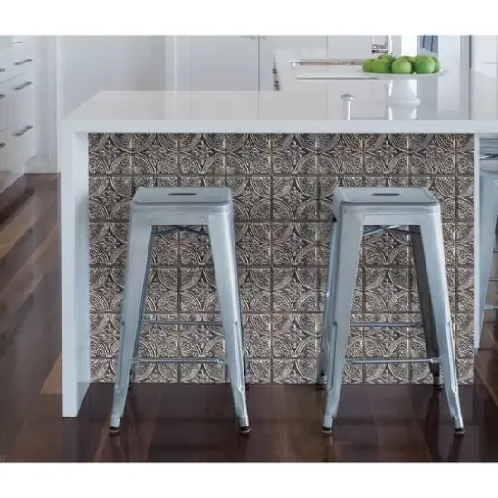 InHome Camden Antique Silver Faux Tin Peel & Stick Backsplash Tiles {5}