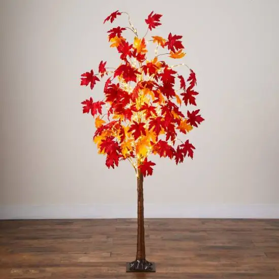 6ft. Pre-Lit Autumn Weeping Maple Artificial Fall Tree with 300 Warm White LED Lights {8}