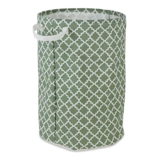 DII&reg; Round Lattice PE-Coated Cotton Polyester Laundry Hamper Artichoke Green {1}