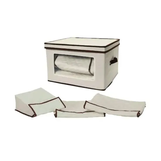 Household Essentials Canvas Serveware Storage Box White {1}