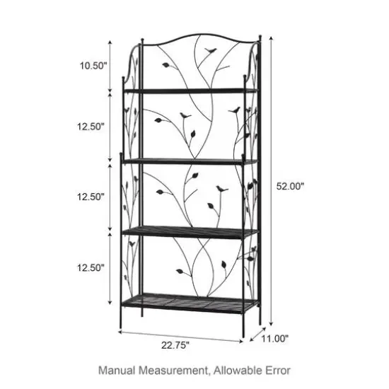 Glitzhome&reg; 4ft. Metal 4-Tiered Rectangular Shelf Stand Black {9}