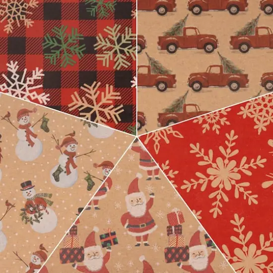 JAM Paper Christmas Kraft Gift Wrap Set, 5ct.  {5}