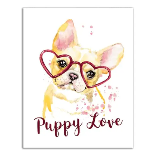 Heart Glasses Puppy Love 11" x 14" Canvas Wall Art {1}