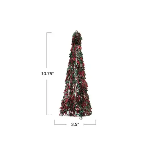 Hello Honey&reg; 10.75" Red & Green Metal & Glass Beaded Christmas Tree {5}