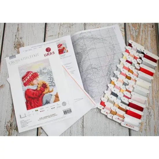 Luca-S Girl Kissing Puppy Counted Cross Stitch Kit {6}