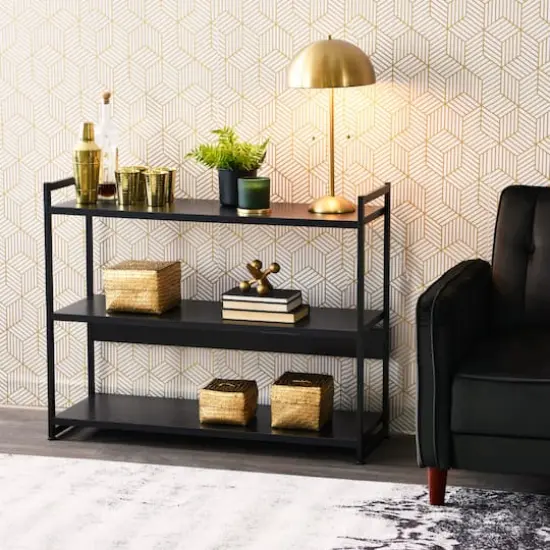 Household Essentials Jamestown 42" Wide Bookshelf Black {3}