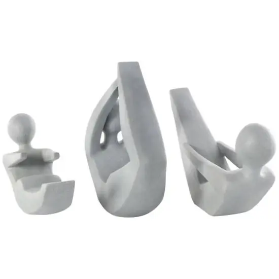 Gray Abstract Yoga Poses Garden Sculpture Set {8}
