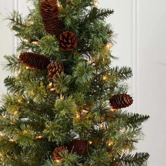 3ft. Pre-Lit Artificial Christmas Tree with Pinecones, Clear Lights {6}