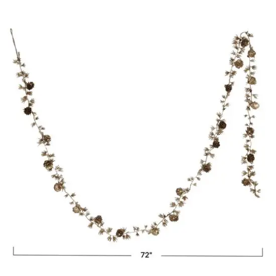 Hello Honey® 6ft. Gold Color Faux Evergreen Garland with Pinecones {5}