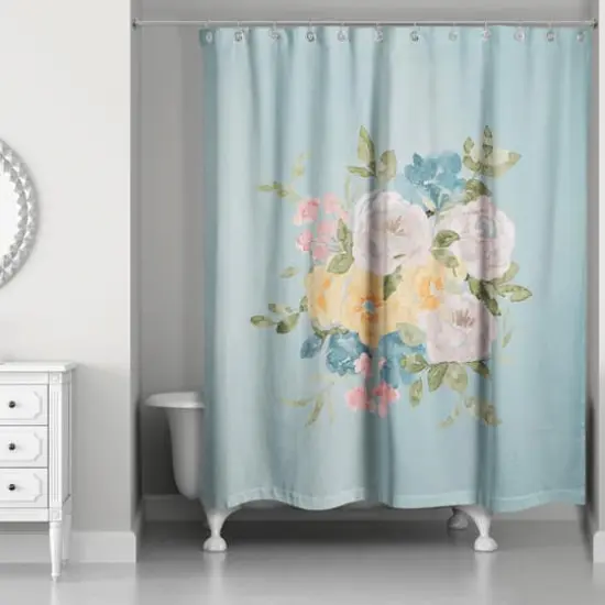 Flowers Colorful Watercolor 71" x 74" Shower Curtain {1}