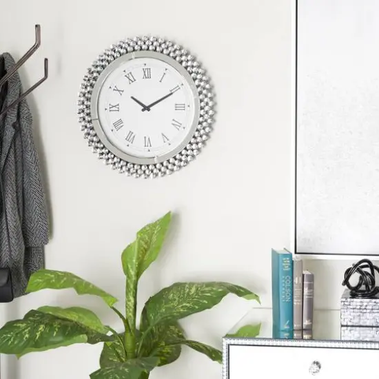 Silver MDF Glam Wall Clock, 20" x 2" x 20" {7}