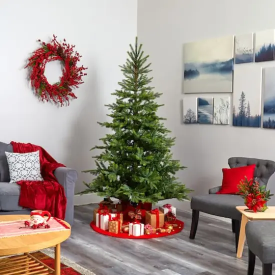 7ft. Unlit North Carolina Spruce Artificial Christmas Tree {6}