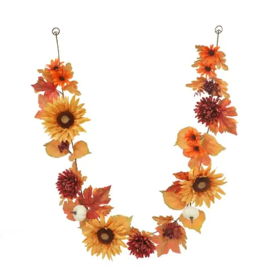 6ft. Orange Sunflower & Pumpkin Garland by Ashland&reg; {1}