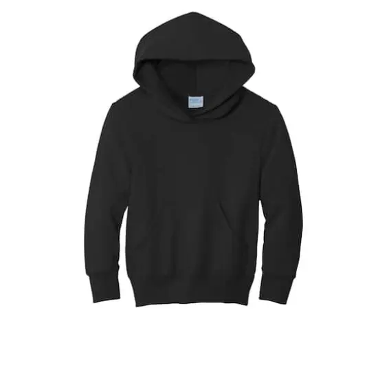 Port & Company&reg; Neutrals Youth Core Fleece Pullover Hooded Sweatshirt Jet Black {1}