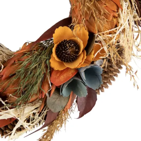 12" Sunflower & Straw Artificial Fall Harvest Wreath {4}