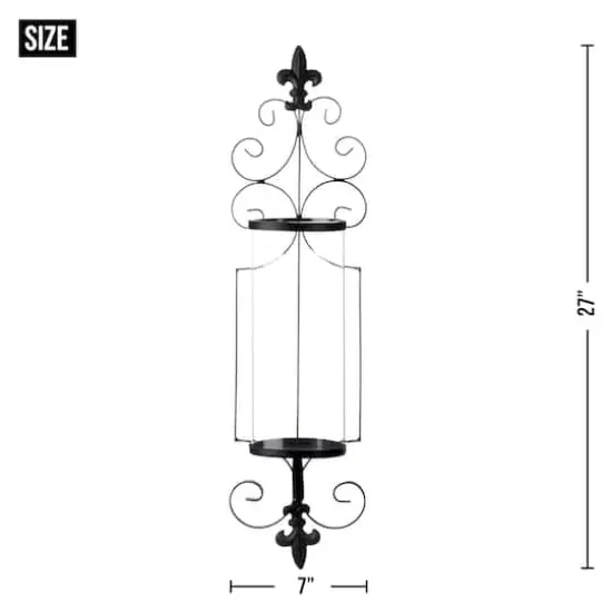 27" Fleur-De-Lis Candle Wall Sconce {4}